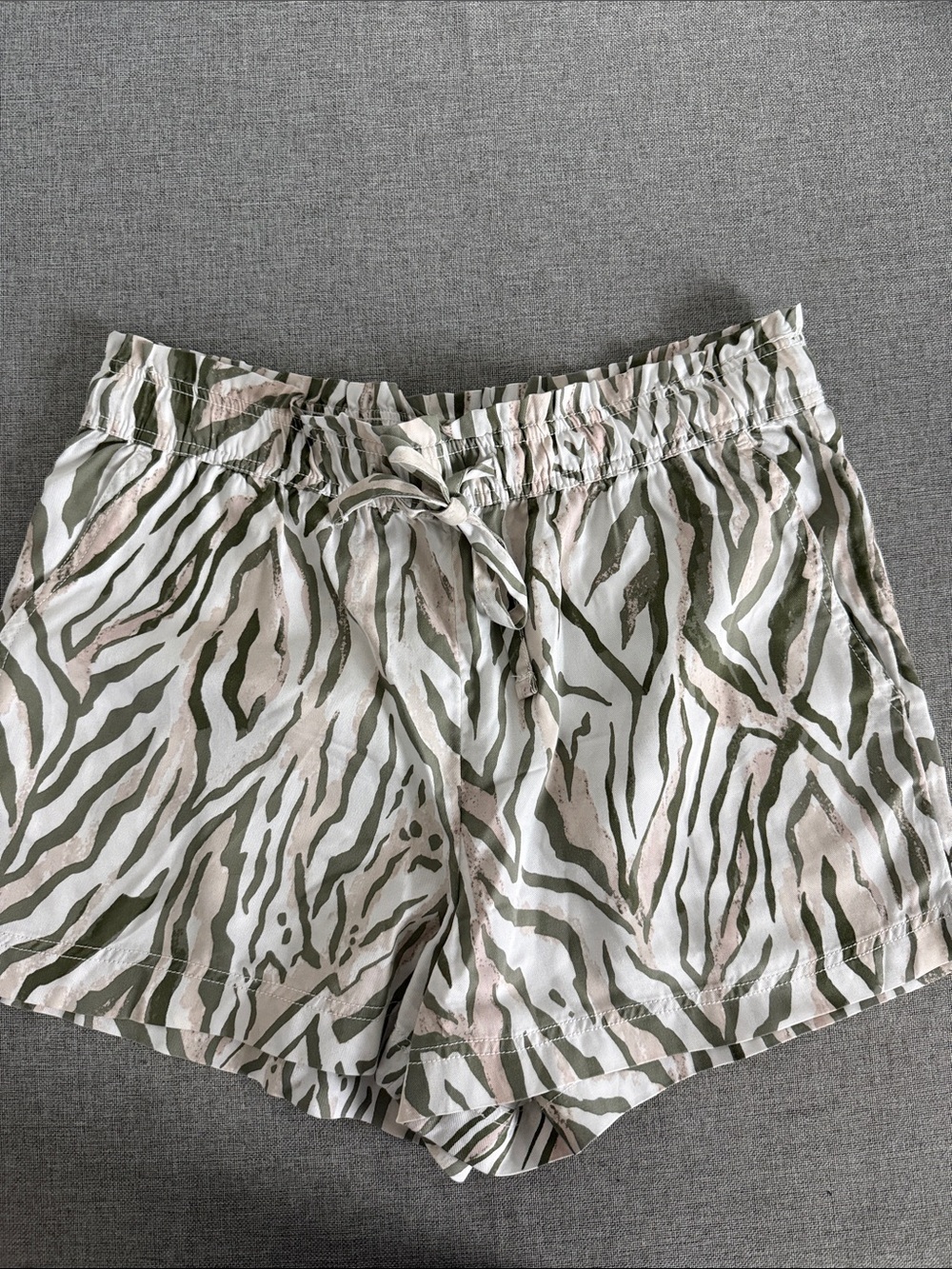 Calypso St. Barth Green and Cream Zebra-Print Athletic Shorts